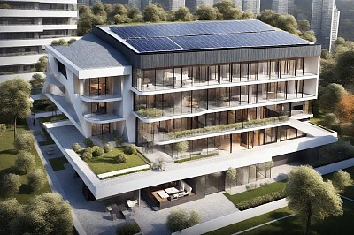 Verschiedene Objekte-als Bildlizenz-hier-Wohn/Geschäftshaus mit Solardach by Luxdesign69.com-900€